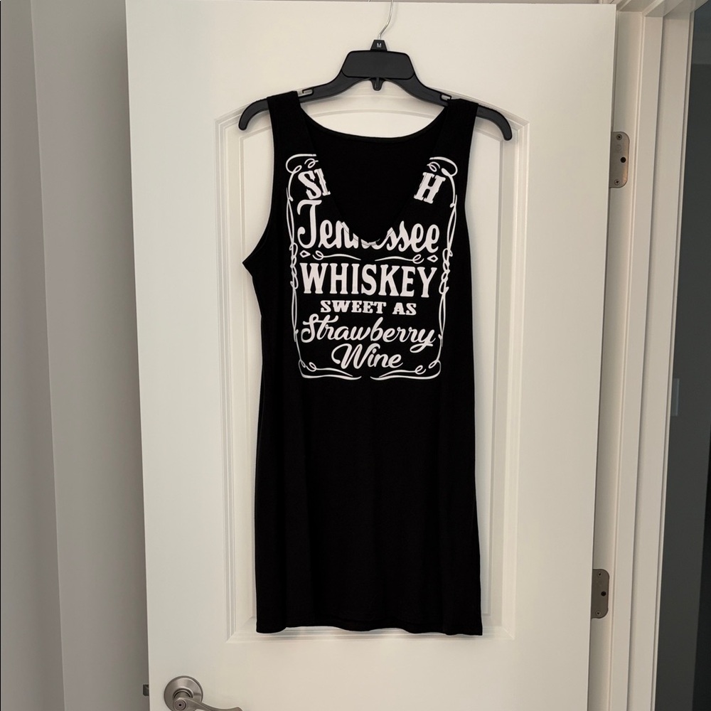 Tennessee Whiskey Graphic Tank Dress - Black & White